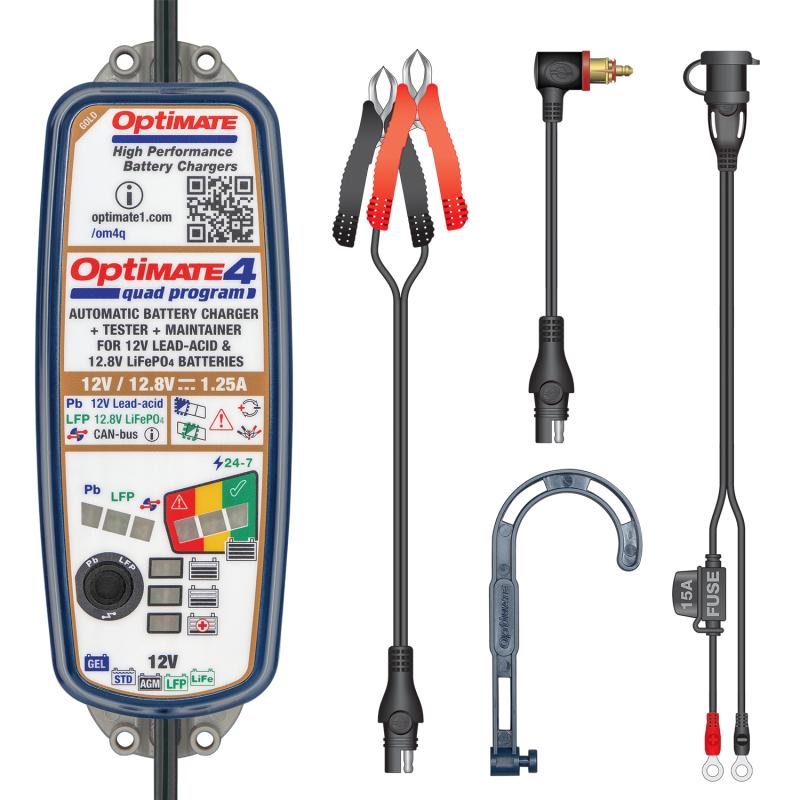 Optimate 4 Quad Premium Acculader/ Druppellader met DIN-Plug