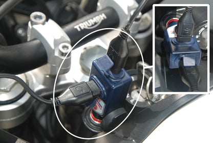 De draagbare 3300mA dubbele USB-lader, met inline 180° BIKE-plug voor uw Triumph, Ducati Multistrada of BMW motorfiets