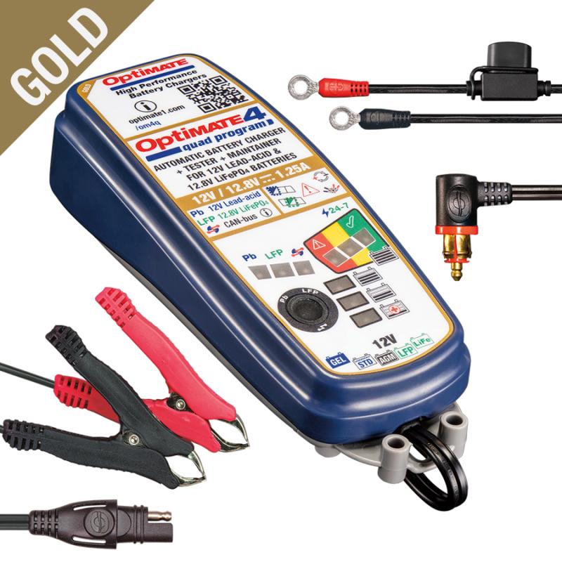 Optimate 4 Quad Premium Acculader/ Druppellader met DIN-Plug